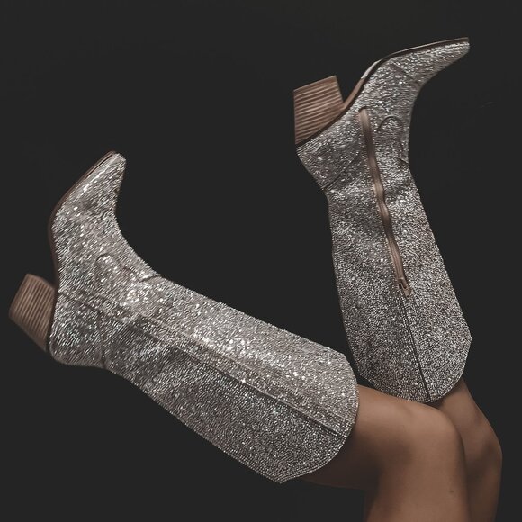 Matisse Shoes - AMAZING LACE Matisse Silver Tall Rhinestone Cowboy Boots